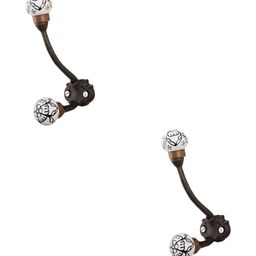 IndianShelf Black 2 Piece Floral Ceramic Wall Hooks Door Hangers For Clothes-image-62