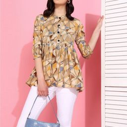 Moda Rapido Women Mustard Printed Viscose Rayon Tops-picture-24