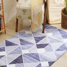 Home Centre Blue Geometric Polyester Carpet-18
