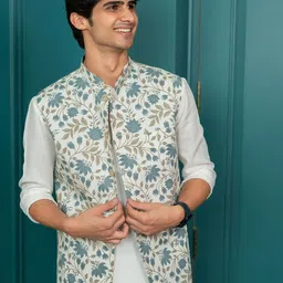 Shasak Floral Printed Nehru Jacket-20