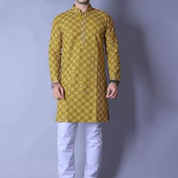 ALMORA Ethnic Motifs Embroidered Mandarin Collar Sequinned Pure Cotton Straight Kurta-image-25