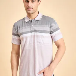 Duke Men Striped Polo Collar Cotton T-shirt-picture-16
