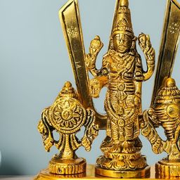 DARIDRA BHANJAN Gold-Toned Vishnu Avatar Tirupati Balaji Religious Idol Showpiece-image-62