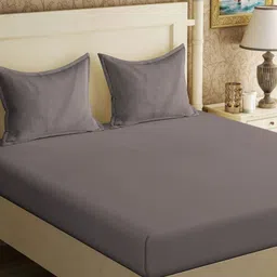 Myntra Elegant Homes Grey 300 TC King Bedsheet Set 2.5 m x 2.25 m-picture-2