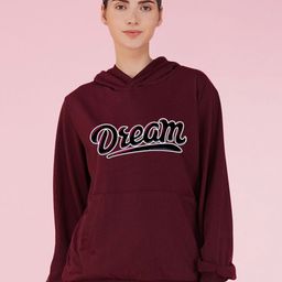 NUSYL Women Typography Printed Hood Fleece Pullover Oversized Sweatshirt-image-77