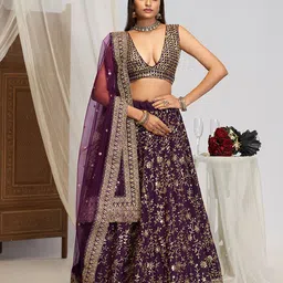 JIHU CULTURE Embellished Semi-Stitched Lehenga & Unstitched Blouse With Dupatta-picture-19