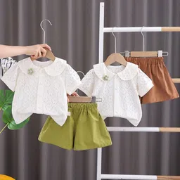 POP STREET KIDS Girls Solid Top with Shorts-image-93