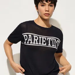 ONLY Women Typography Printed Applique T-shirt-image-57