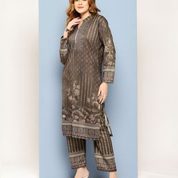 BAESD Women Floral Printed Mandarin Collar Cotton Straight Kurta & Trousers With Dupatta-picture-43