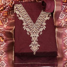 TAVAS Embroidered Chanderi Cotton Unstitched Dress Material-image-48