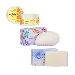 CARET ORGANIC Vitamin C Nourishing Cream & Glutathione Soap &Kojic Acid Soap Combo-45