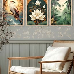 Kotart Brown & Green 3 Pieces Floral Printed Wooden Wall Arts-picture-13