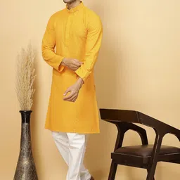 FABINALIV Men Flared Sleeves Thread Work Kurta image 4