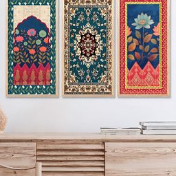 Kotart Brown & Blue 3 Pieces Floral and Botanical Wooden Wall Paintings-image-94