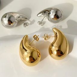Celestria Set Of 2 Gold Plated & Silver Plated Water drop Shaped Studs-33