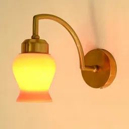 SOMIL Orange & Gold-Toned Printed Glass Cylinder Shaped Wall Lamp-image-48