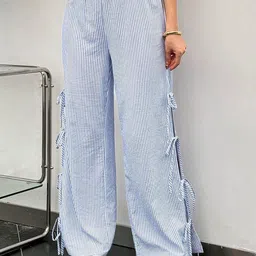 HIGH BUY Women Striped Relaxed High-Rise Easy Wash Trousers-picture-41