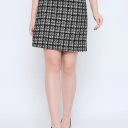 Madame Women Checked Above Knee Skirts-picture-22