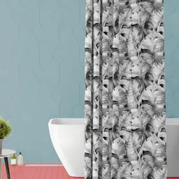 ArtzFolio Grey & Black Floral Printed Waterproof Shower Curtain-image-88