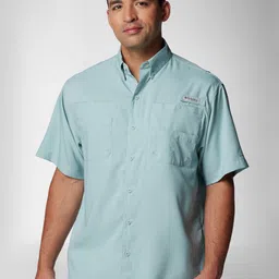 Columbia Men Classic Button-Down Collar Solid Casual Shirt-image-5