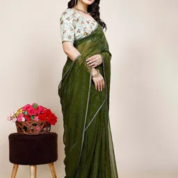 K 5 Fashion Striped Pure Chiffon Saree-image-45