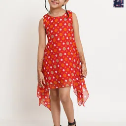 Creative Kids Floral Print Georgette Fit & Flare Dress-image-24