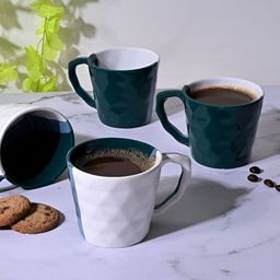 Storepedia Green & White Solid Ceramic Matte Cups Set of Cups and Mugs-5