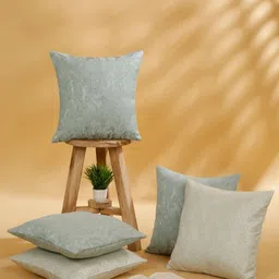 ROSARA HOME Grey & White 5 Pieces Abstract Textured Square Cushion Covers-9
