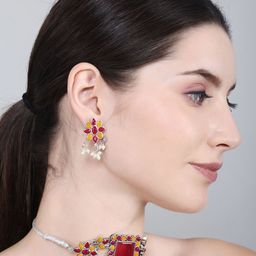 Sangria Stone-Studded & Beaded Jewellery Set image 3