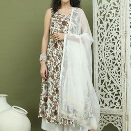 Jompers Floral Printed A-Line Kurta With Palazzo And Dupatta-36