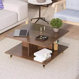 HEXA RED Brown Textured Wooden Square Coffee Table-15