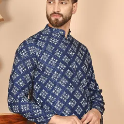 Anouk Rustic Men Geometric Printed Sequinned Kurta-5