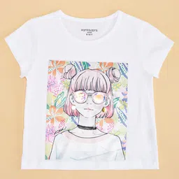 Pantaloons Junior Girls Graphic Printed Round Neck Cotton T-shirt-image-77