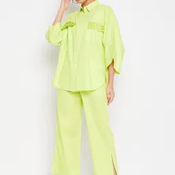 Antimony Shirt Collar Three-Quarter Sleeves Shirt With Trouser-image-32