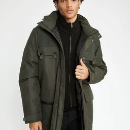 DeFacto Men Camouflage Colourblocked Longline Tailored Jacket-picture-29