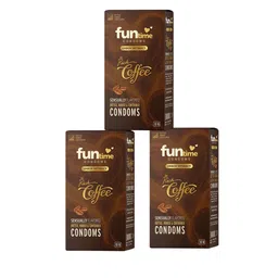 Funtime Set Of 3 Coffee Flavour Long Lasting Dotted & Ribbed Control Condoms -10 Pcs Each-12