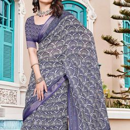 Anouk Floral Linen Blend Saree-image-78