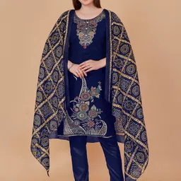 RUDRAA FAB Floral Printed Banarasi Jaquard Unstitched Dress Material-image-23