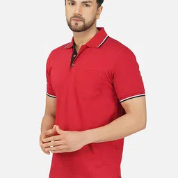 ALARM Men Solid Polo Collar Cotton Slim Fit T-shirt-68