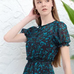 DressBerry Women Abstract Printed Gathered or Pleated Regular Tops-picture-5