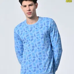 BAESD Men Abstract Printed Round Neck Fleece Pullover Ribbed Sweatshirt-picture-33