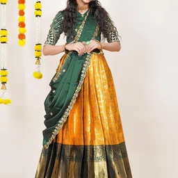 Fabcartz Semi-Stitched Woven Design Lehenga & Unstitched Blouse With Dupatta-picture-36