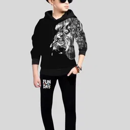 ATLANS Boys Printed Hooded Sweatshirt With Joggers-image-100