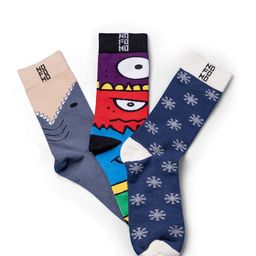 NoFoMo Pack Of 3 Printed Odour Free Calf-Length Socks-47