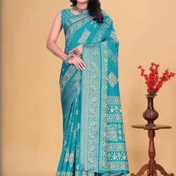 J 6 DESIGNER Floral Printed Saree With Blouse Piece-picture-32