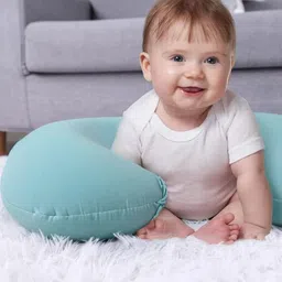 Pum Pum Turquoise Blue Fibre Filled Faux Velvet Ultra Soft Baby Pillow-image-68