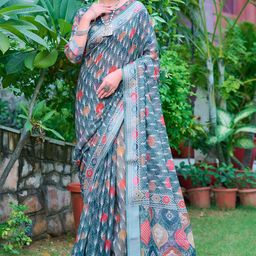 Moda Rapido Floral Designer Block Print Saree-58