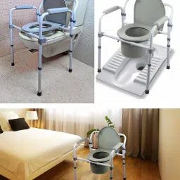 veayva 696 COMMODE CHAIR WITH WHEELS HEIGHT ADJUSTABLE WITH REMOVABLE POT Commode Chair Commode Chair image 3