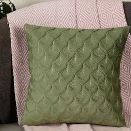 TANLOOMS Green & Gold-Toned Floral Velvet Square Cushion Covers-13