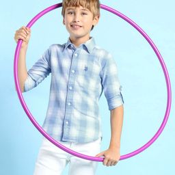 U.S. Polo Assn. Kids Boys Classic Fit Spread Collar Checked Cotton Casual Shirt-picture-48